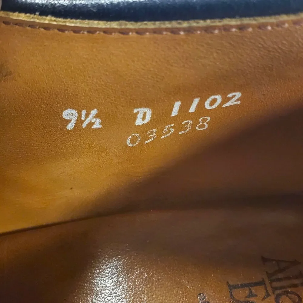 ALLEN EDMONDS Shoes BURTON Mens Size 9.5 D Black Leather Oxford Square Toe 1102